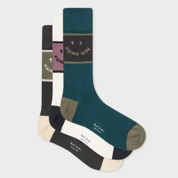 Mens 039PS Happy039 Socks Three Pack Paul Smith Socks Mens 039PS Happy039 Socks Three Pack Paul Smith Socks