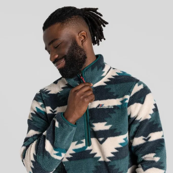 Mens Half Zip Fleece Craghoppers Tatton Half Zip Fleece Dark Viridian Print Mens Half Zip Fleece Craghoppers Tatton Half Zip Fleece Dark Viridian Print