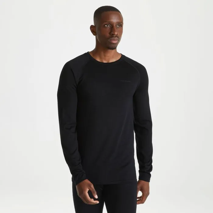 Mens Long Sleeve Craghoppers Merino Crew Neck Long Sleeved Baselayer II Black