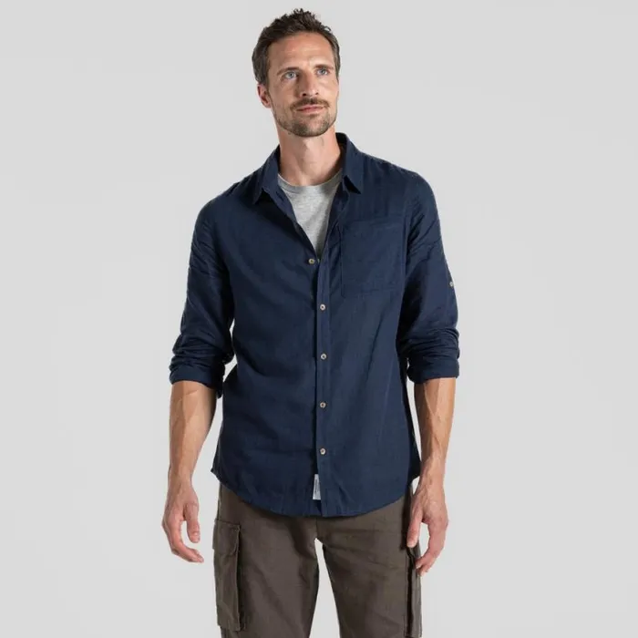 Mens Long Sleeve Craghoppers NosiBotanical Alexis Long Sleeved Shirt Blue Navy Mens Long Sleeve Craghoppers NosiBotanical Alexis Long Sleeved Shirt Blue Navy