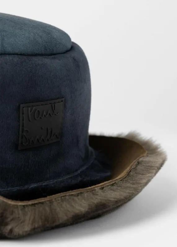 Mens Navy Shearling Bucket Hat Paul Smith Hats and Gloves Mens Navy Shearling Bucket Hat Paul Smith Hats and Gloves