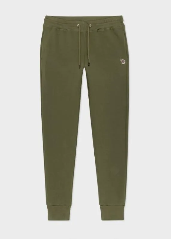 Mens Organic Cotton Khaki Zebra Logo Sweatpants Paul Smith Pants