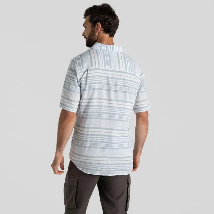 Mens Short Sleeve Craghoppers Cartwright Short Sleeved Shirt Niagara Blue Stripe Mens Short Sleeve Craghoppers Cartwright Short Sleeved Shirt Niagara Blue Stripe