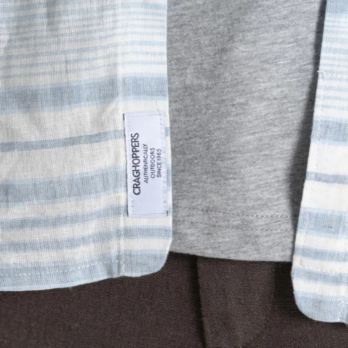 Mens Short Sleeve Craghoppers Cartwright Short Sleeved Shirt Niagara Blue Stripe Mens Short Sleeve Craghoppers Cartwright Short Sleeved Shirt Niagara Blue Stripe