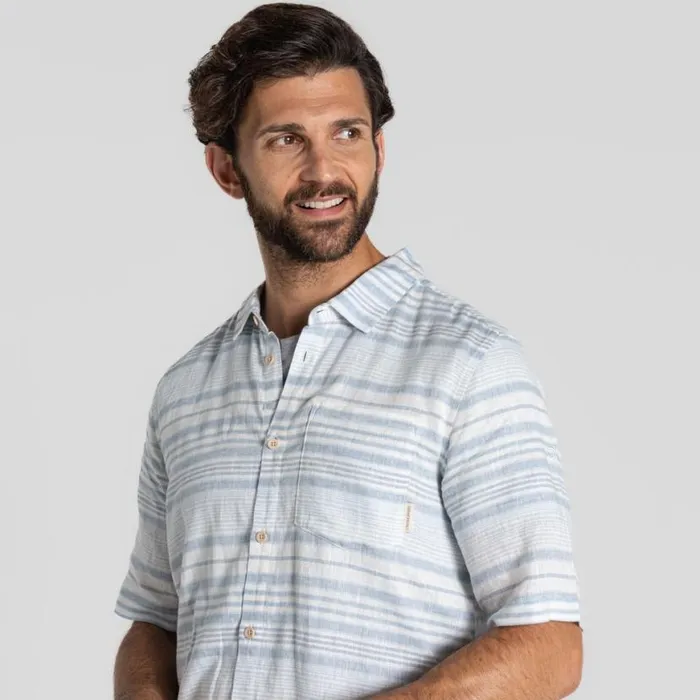 Mens Short Sleeve Craghoppers Cartwright Short Sleeved Shirt Niagara Blue Stripe Mens Short Sleeve Craghoppers Cartwright Short Sleeved Shirt Niagara Blue Stripe