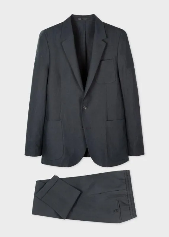 Mens TailoredFit Linen SuitTailoredFit Linen PatchPocket Unconstructed BlazerSlimFit Linen DrawstringWaist Pants Paul Smith Suits