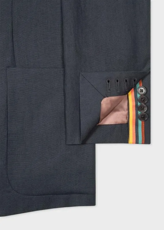 Mens TailoredFit Linen SuitTailoredFit Linen PatchPocket Unconstructed BlazerSlimFit Linen DrawstringWaist Pants Paul Smith Suits