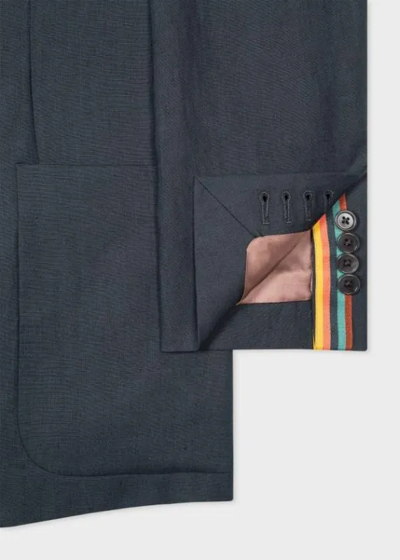Mens TailoredFit Linen SuitTailoredFit Linen PatchPocket Unconstructed BlazerSlimFit Linen DrawstringWaist Pants Paul Smith Suits