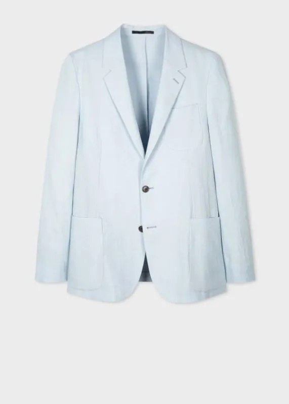 Mens TailoredFit Linen SuitTailoredFit Linen PatchPocket Unconstructed BlazerSlimFit Linen DrawstringWaist Pants Paul Smith Suits