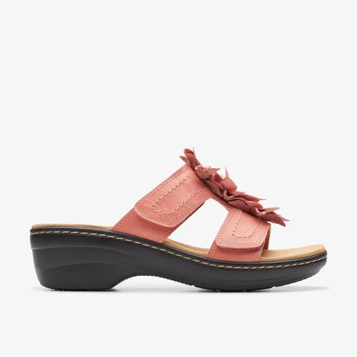 Merliah Raelyn Coral Leather Women Clarks Sandals and Flip Flops