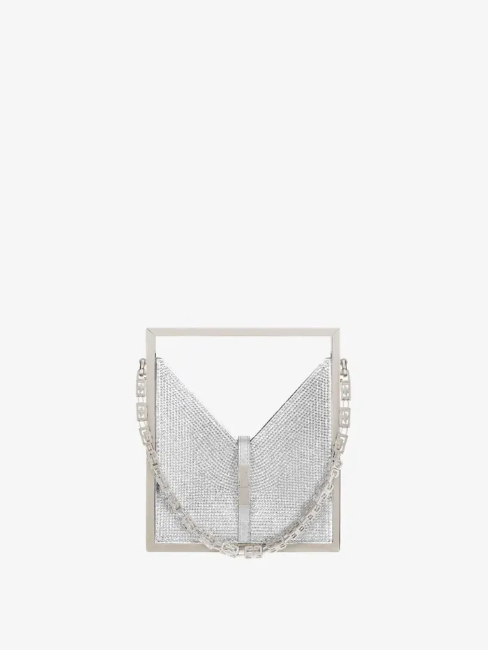 Micro Cut Out Bag In Satin And Strass With Frame Silvery Grey Women Givenchy Micro Bags Micro Cut Out Bag In Satin And Strass With Frame Silvery Grey Women Givenchy Micro Bags