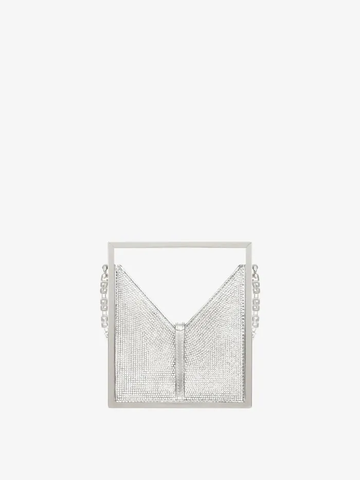 Micro Cut Out Bag In Satin And Strass With Frame Silvery Grey Women Givenchy Micro Bags