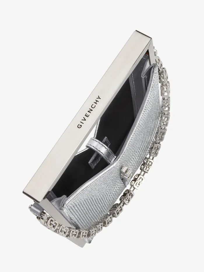 Micro Cut Out Bag In Satin And Strass With Frame Silvery Grey Women Givenchy Micro Bags