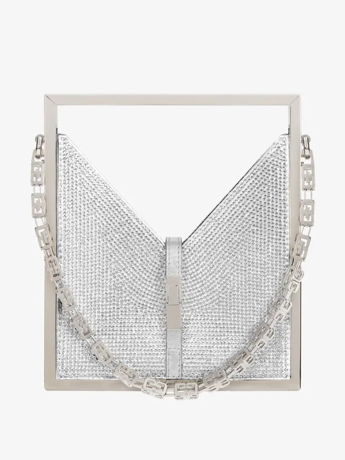 Micro Cut Out Bag In Satin And Strass With Frame Silvery Grey Women Givenchy Micro Bags