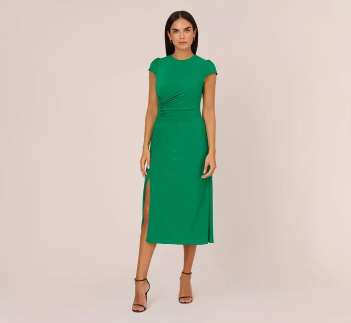 Midi Dresses Womens Adrianna Papell Jersey Midi Dress With Cap Sleeves In Vivid Green Midi Dresses Womens Adrianna Papell Jersey Midi Dress With Cap Sleeves In Vivid Green