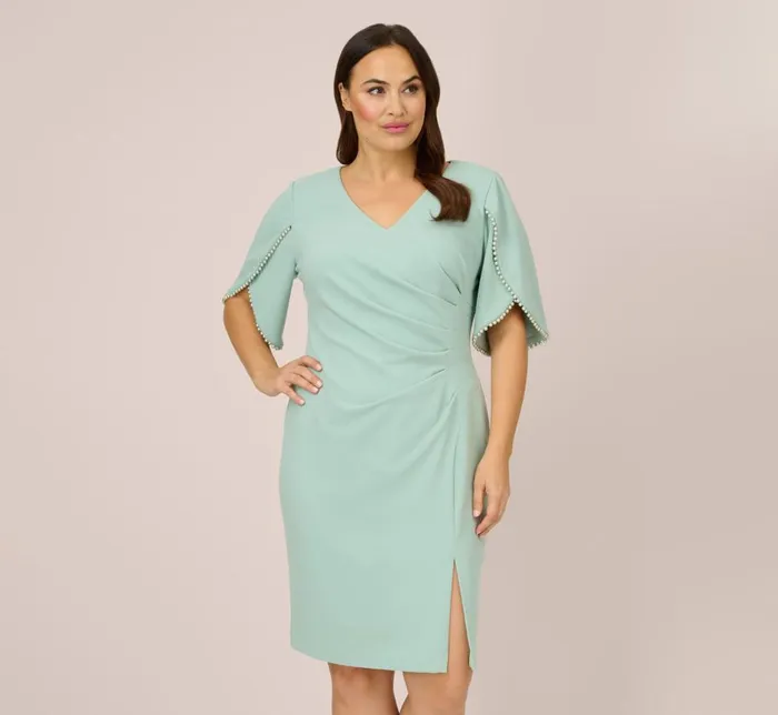 Midi Dresses Womens Adrianna Papell Plus Size Pearl Embellished Knit Crepe Sheath Dress In Cloudy Aqua Midi Dresses Womens Adrianna Papell Plus Size Pearl Embellished Knit Crepe Sheath Dress In Cloudy Aqua