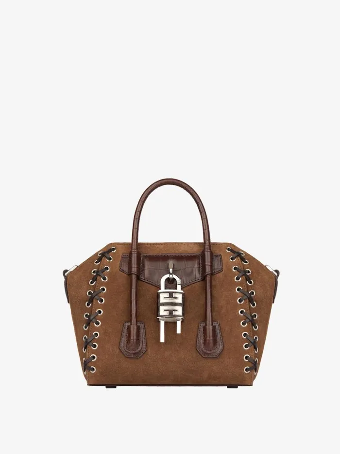 Mini Antigona Lock Bag In Corset Style Suede Walnut Brown Women Givenchy Crossbody Bags Mini Antigona Lock Bag In Corset Style Suede Walnut Brown Women Givenchy Crossbody Bags