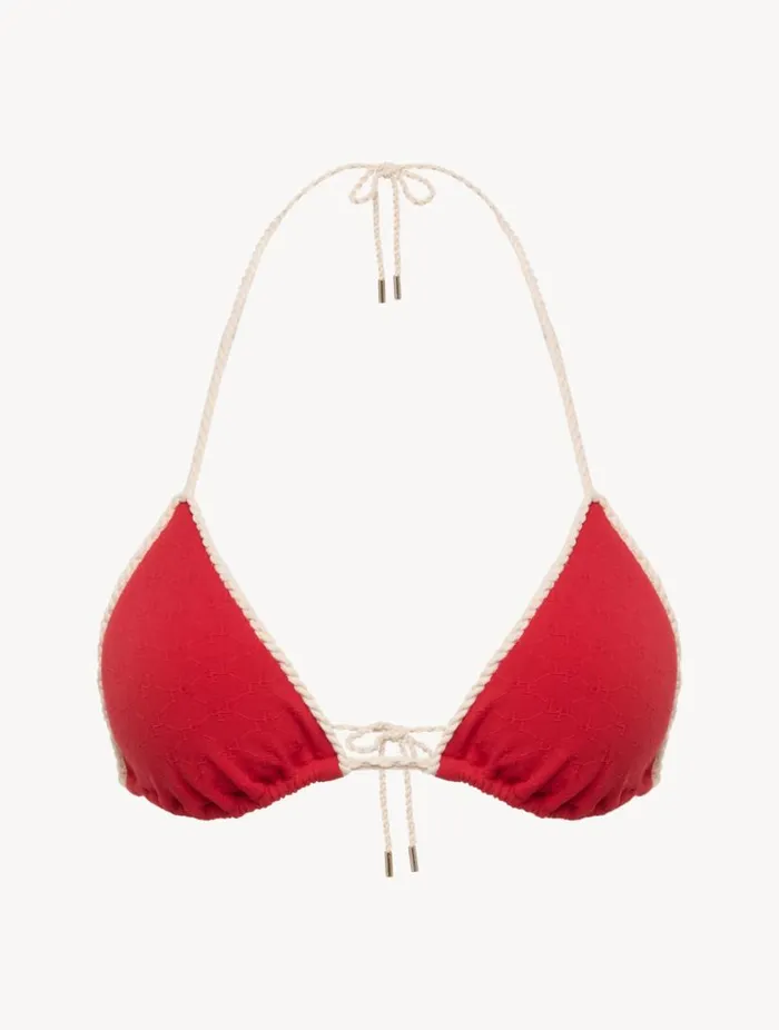 Monogram Triangle Bikini Top In Red Swim La Perla Bikinis