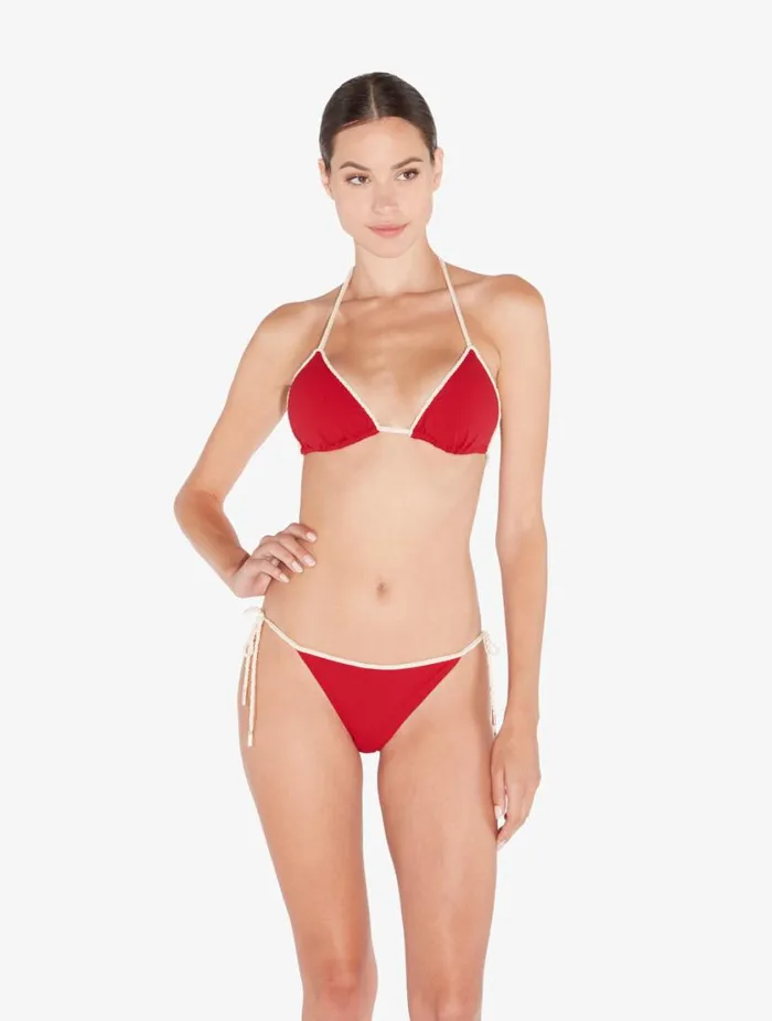 Monogram Triangle Bikini Top In Red Swim La Perla Bikinis