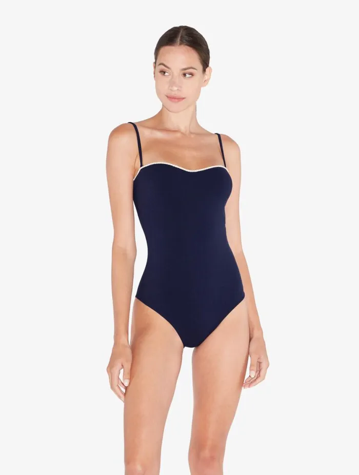 Monogram Underwired Swimsuit In Navy Swim La Perla OnePiece Bathing Suits