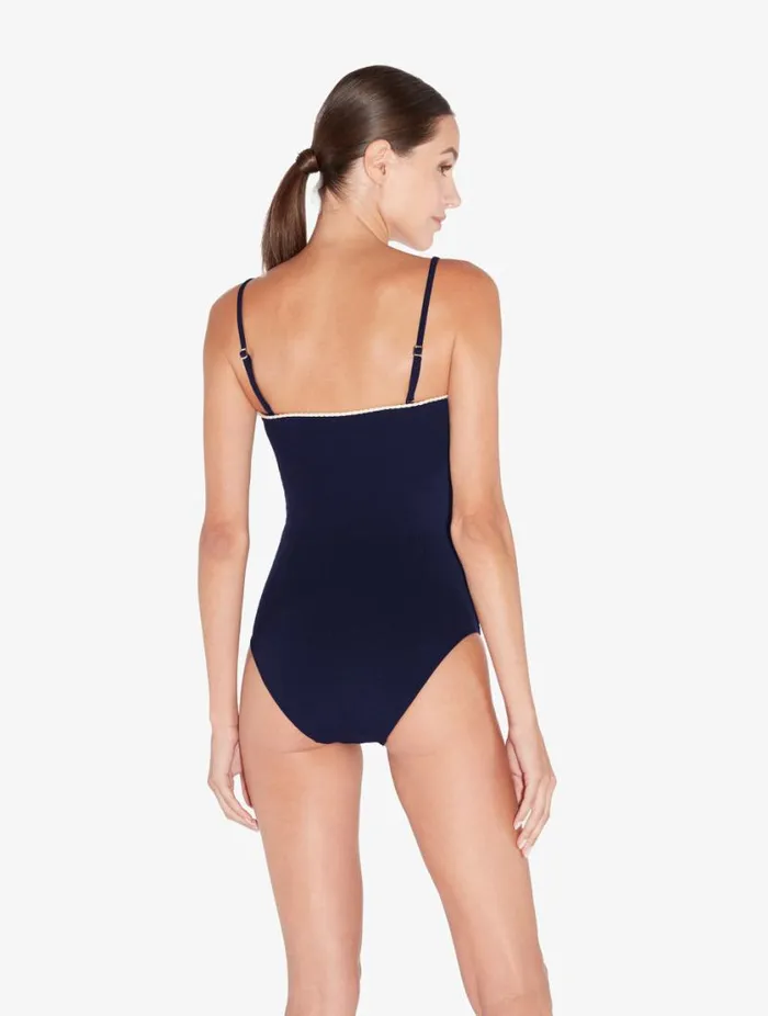 Monogram Underwired Swimsuit In Navy Swim La Perla OnePiece Bathing Suits