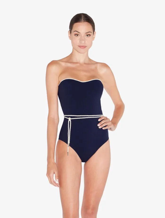 Monogram Underwired Swimsuit In Navy Swim La Perla OnePiece Bathing Suits