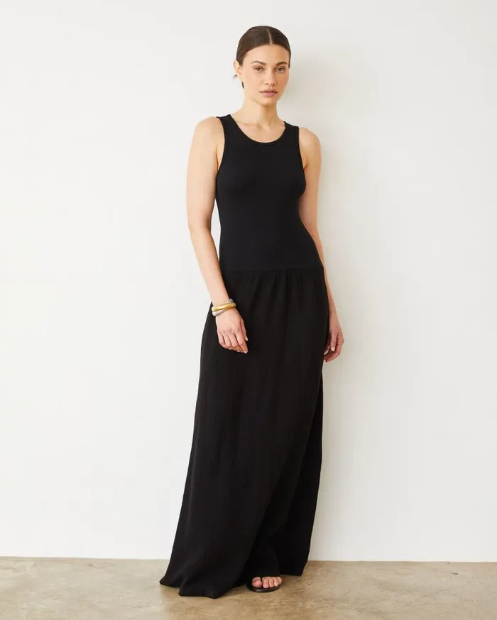 MONROW Dresses Mix Media Tank Maxi Dress 8211 Women