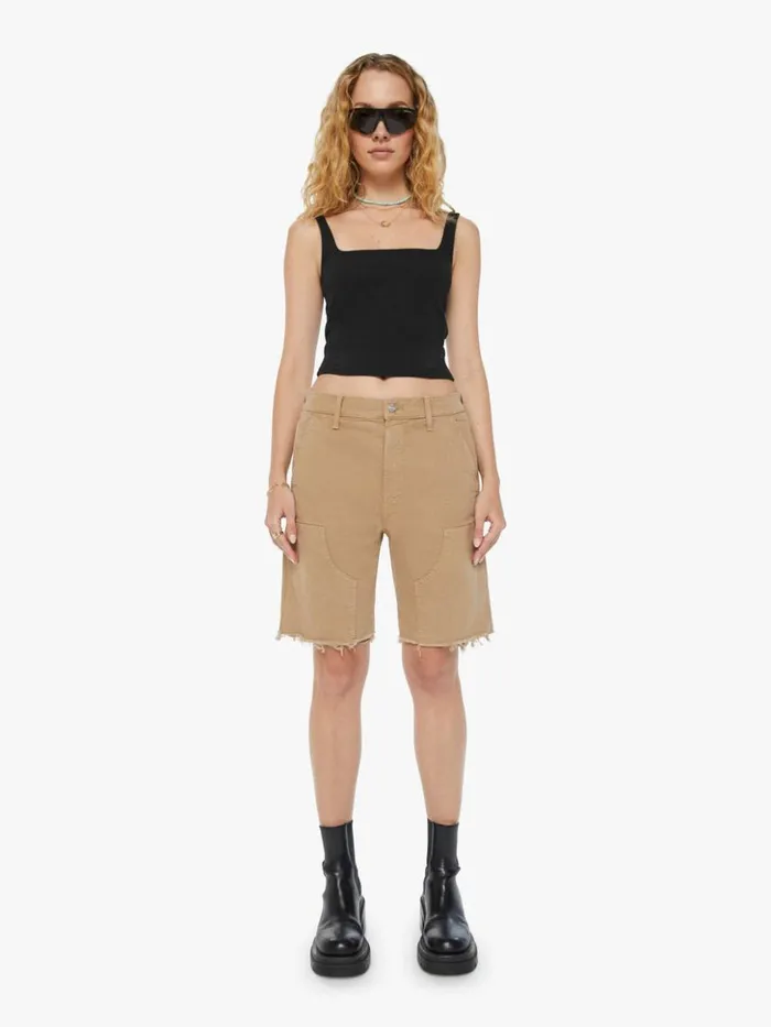 Mother Denim Shorts The Bee039s Knees Short Fray Wash Dark Khaki 8211 Women
