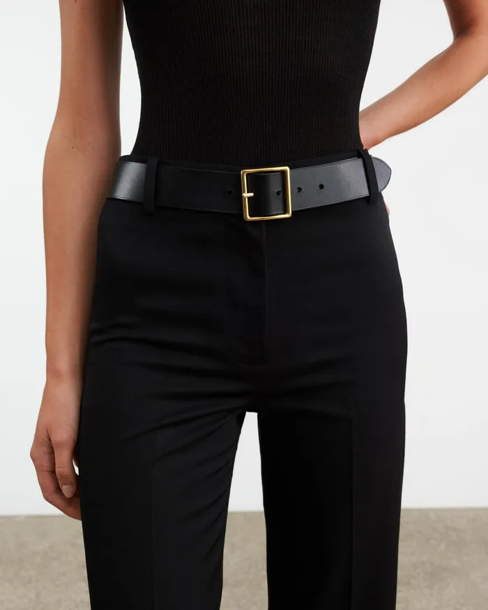 Nili Lotan MARCELA BELT Black Wantique Brass Buckle Women Belts and Accessories