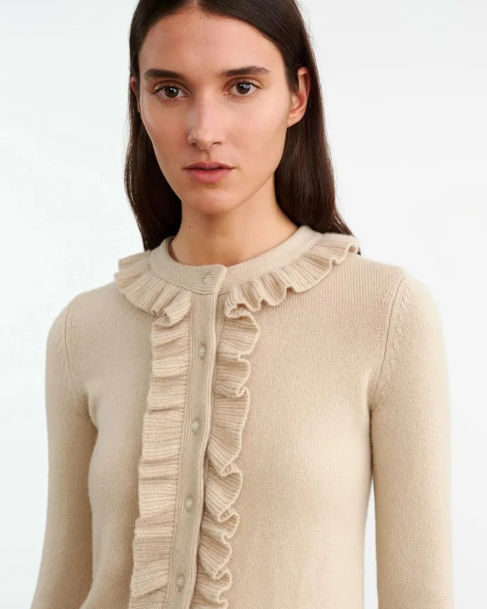 Nili Lotan NEAVE CASHMERE CARDIGAN Taupe Women Knits and Sweaters