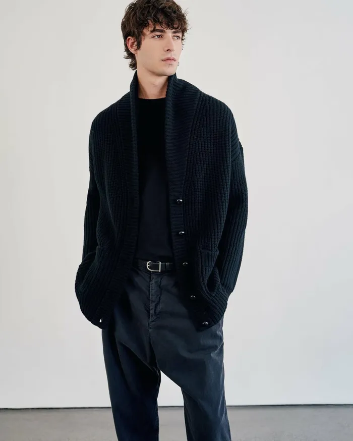 Nili Lotan SOMAC CASHMERE CARDIGAN Black Men Sweaters