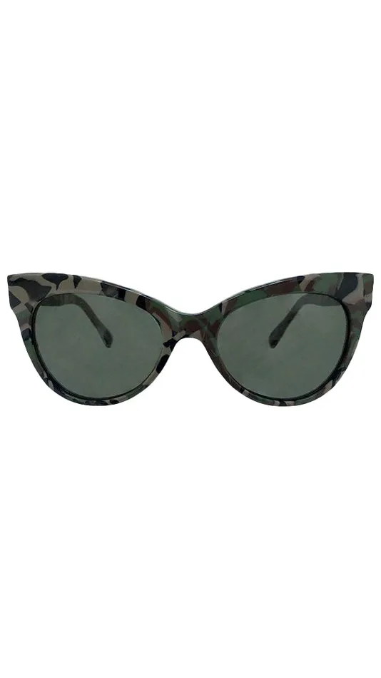 Norma Kamali Accessories SQUARE CAT EYE SUNGLASSES Camogreen 8211 Clothing