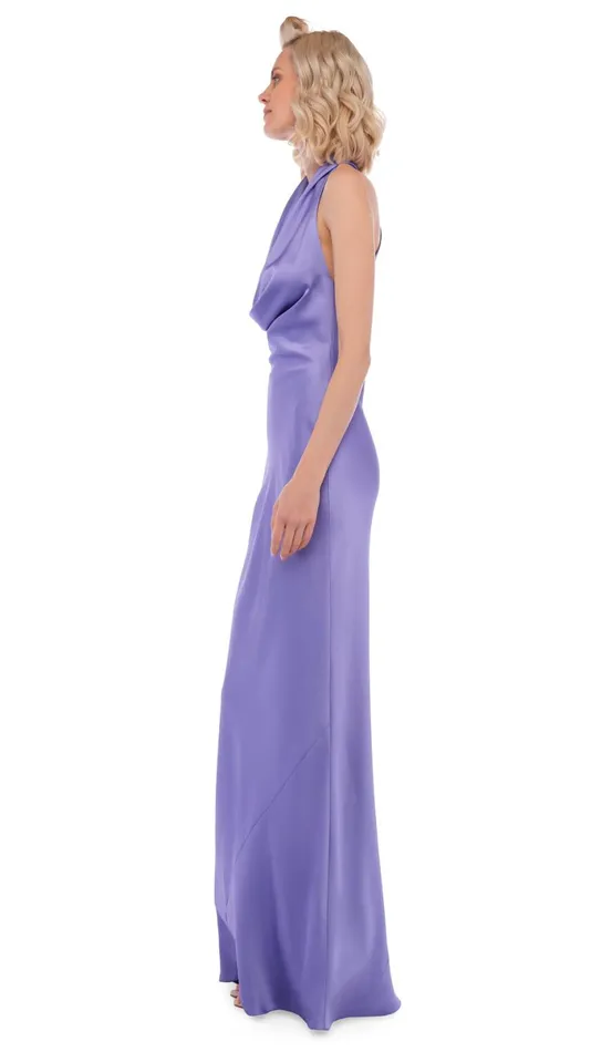 Norma Kamali Dresses HALTER DRAPE BIAS GOWN Lilac 8211 Clothing