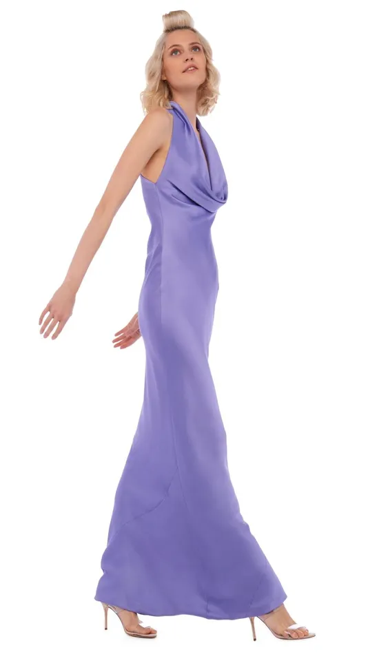 Norma Kamali Dresses HALTER DRAPE BIAS GOWN Lilac 8211 Clothing