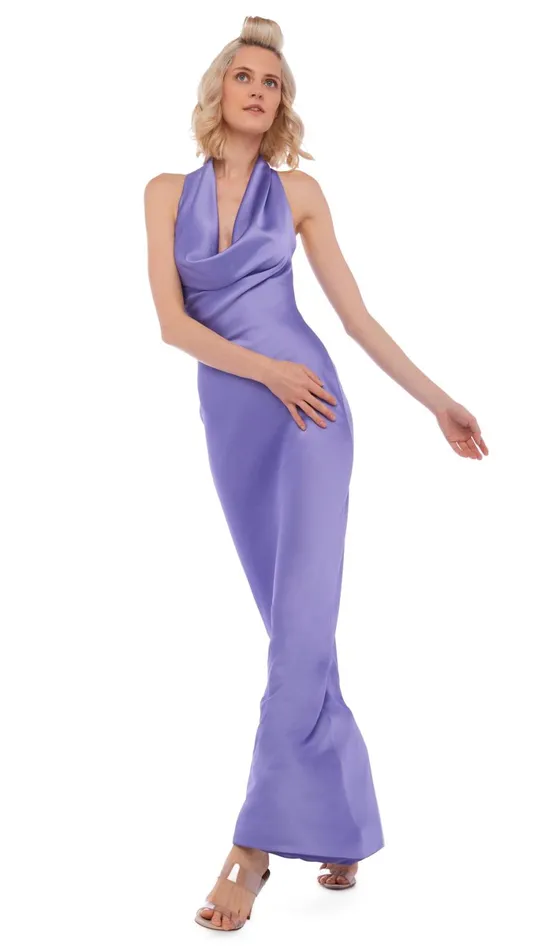 Norma Kamali Dresses HALTER DRAPE BIAS GOWN Lilac 8211 Clothing