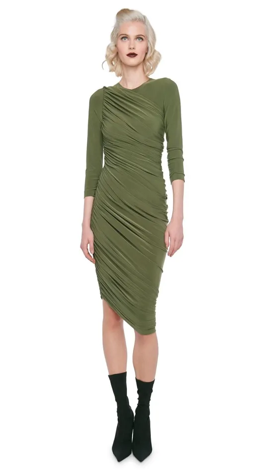 Norma Kamali Dresses LONG SLEEVE DIANA DRESS Military 8211 Clothing