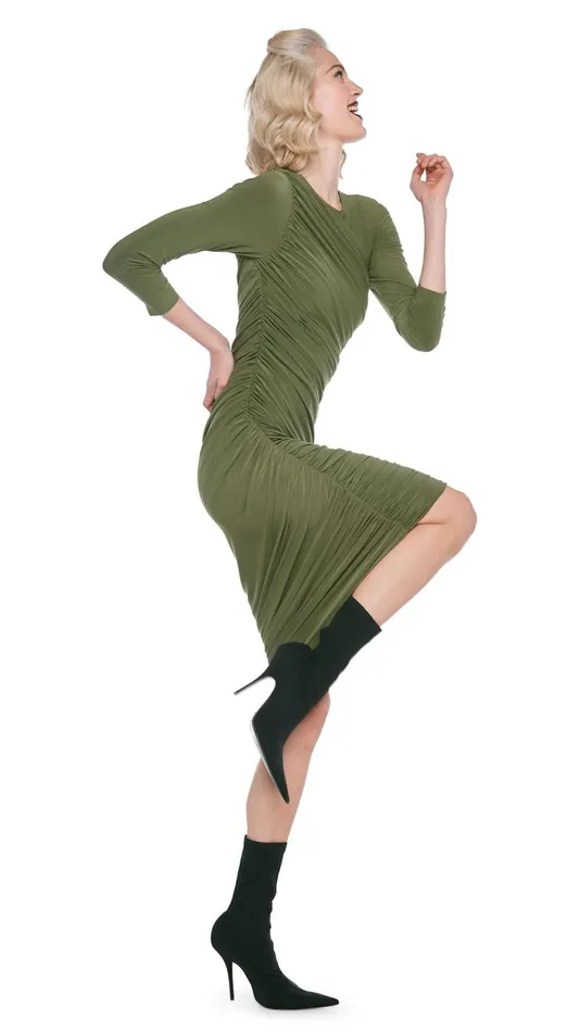 Norma Kamali Dresses LONG SLEEVE DIANA DRESS Military 8211 Clothing