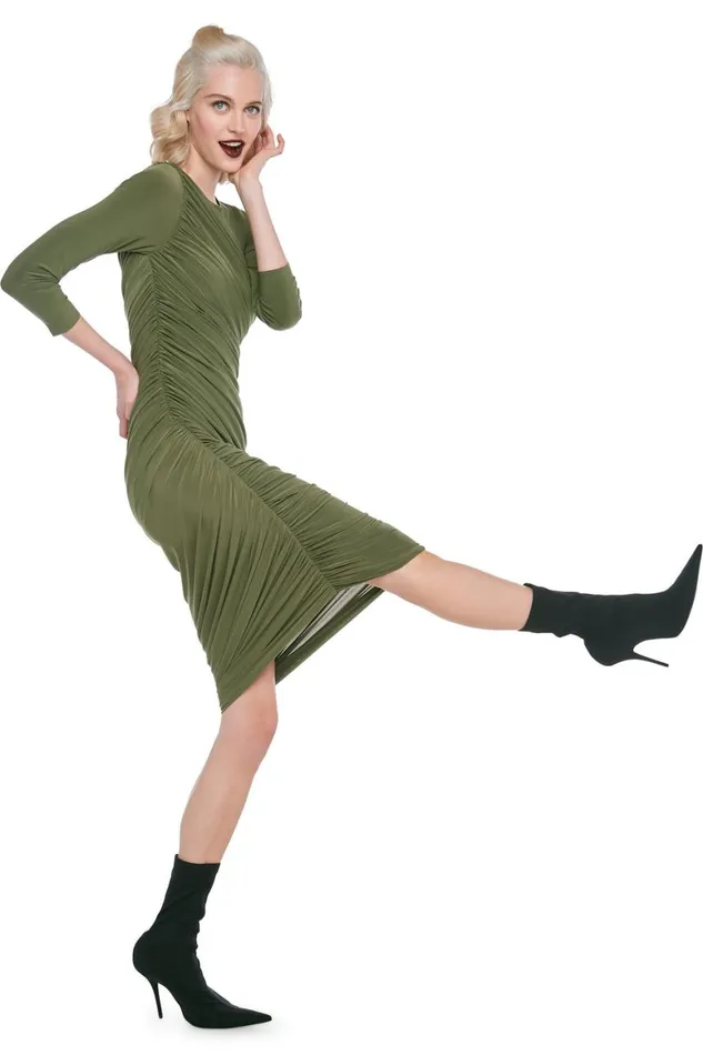 Norma Kamali Dresses LONG SLEEVE DIANA DRESS Military 8211 Clothing