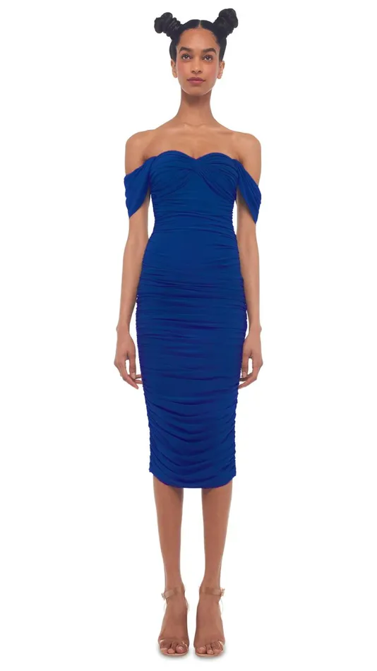 Norma Kamali Dresses WALTER DRESS W WING SLEEVE Berry Blue 8211 Clothing