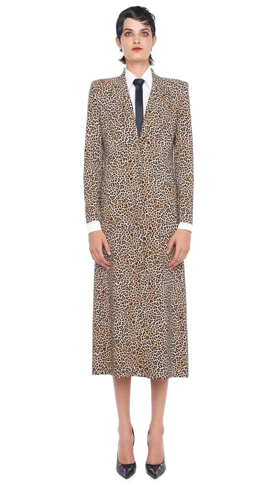 Norma Kamali Jackets CLASSIC SINGLE BREASTED COAT Bb Leopard 8211 Clothing