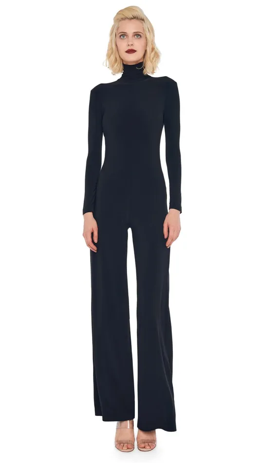 Norma Kamali Jumpsuits LONG SLEEVE TURTLE JUMPSUIT Black 8211 Clothing
