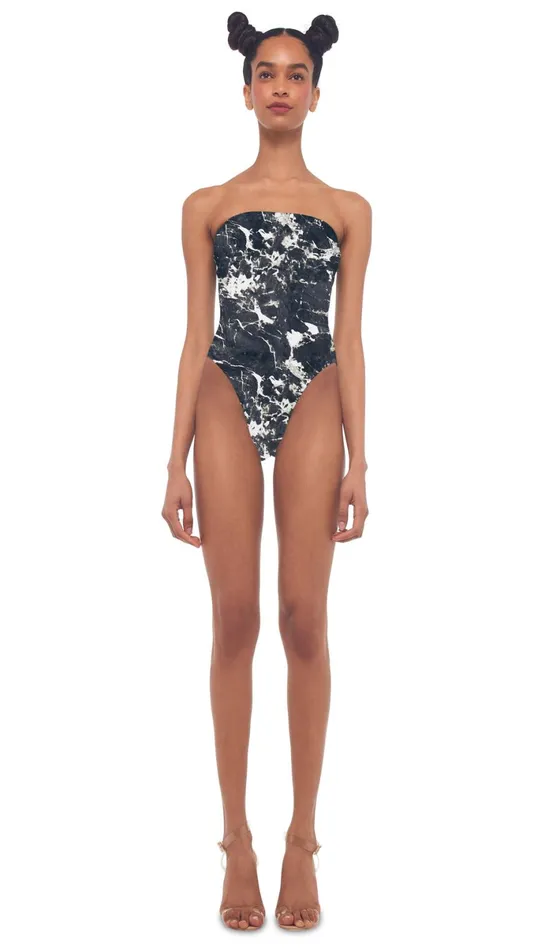 Norma Kamali Tops BISHOP Black Marble 8211 Clothing