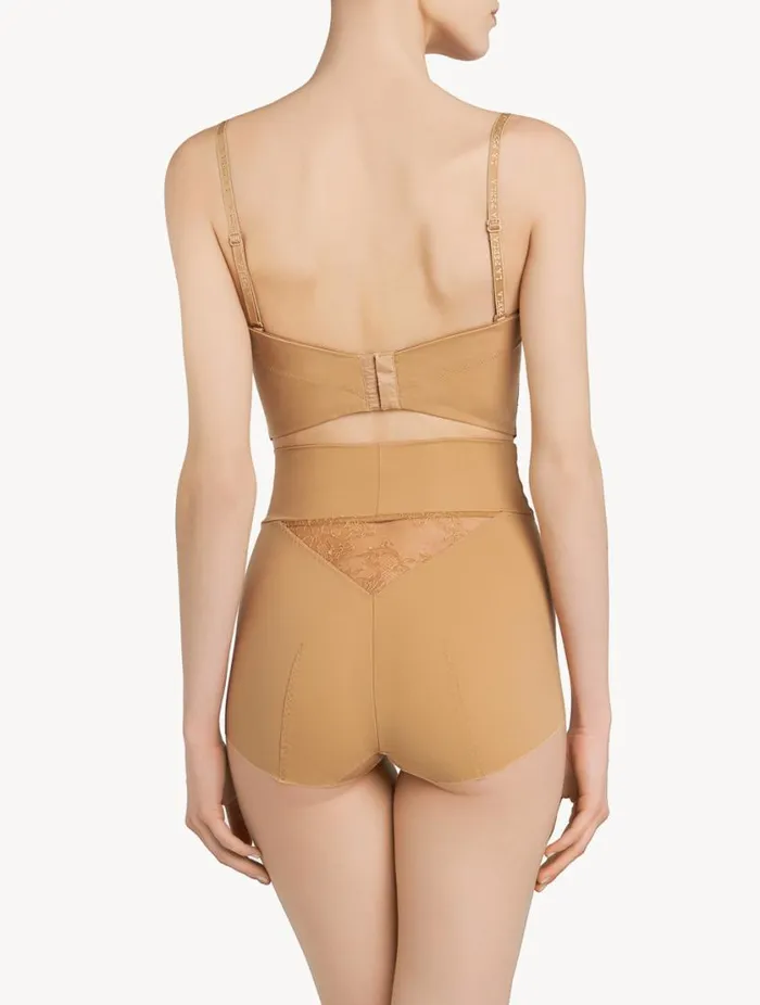 Nude Lycra Control Fit Highwaist Briefs With Chantilly Lace Lingerie La Perla Highwaist