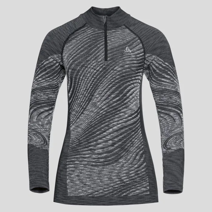 Odlo Base Layers The Blackcomb Long Sleeve HalfZip Black 8211 Space Dye 8211 Women Odlo Base Layers The Blackcomb Long Sleeve HalfZip Black 8211 Space Dye 8211 Women