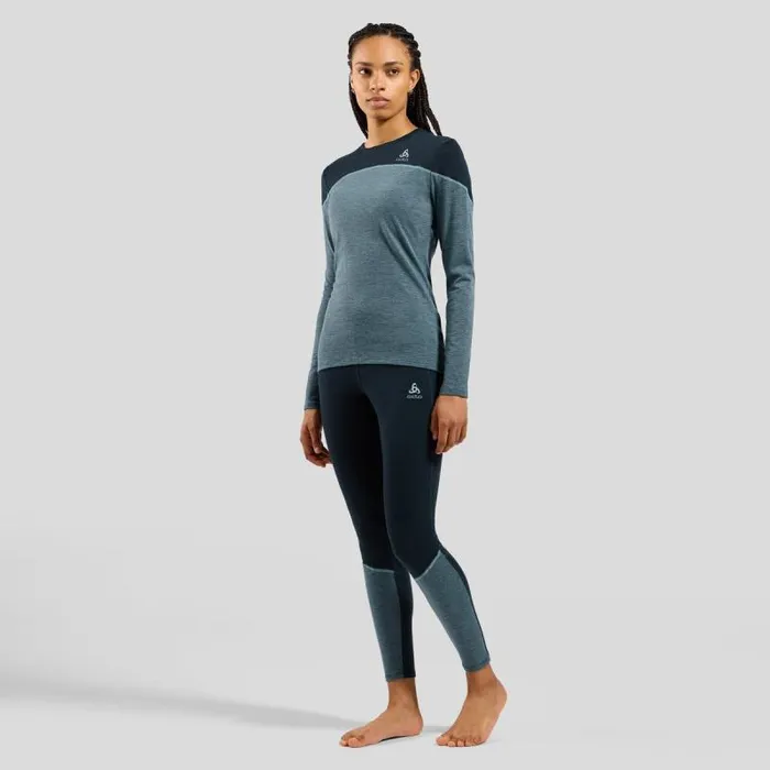 Odlo Base Layers The Revelstoke Performance Wool Warm Base Layer Bottoms Provincial Blue 8211 Dark Sapphire Melange 8211 Women