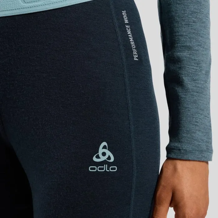 Odlo Base Layers The Revelstoke Performance Wool Warm Base Layer Bottoms Provincial Blue 8211 Dark Sapphire Melange 8211 Women