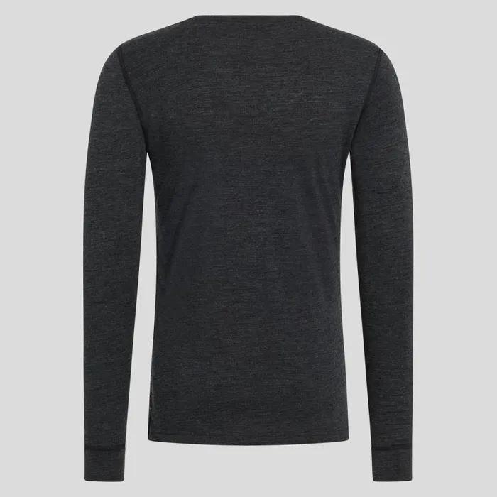 Odlo Mid Layers and Longsleeves The Merino 200 Print Warm Long Sleeve TShirt Dark Grey Melange 8211 Men