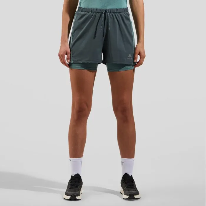 Odlo Shorts The Essentials 3 Inch 2In1 Running Shorts Dark Slate 8211 Aqua Haze 8211 Women