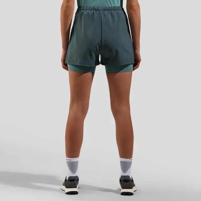Odlo Shorts The Essentials 3 Inch 2In1 Running Shorts Dark Slate 8211 Aqua Haze 8211 Women