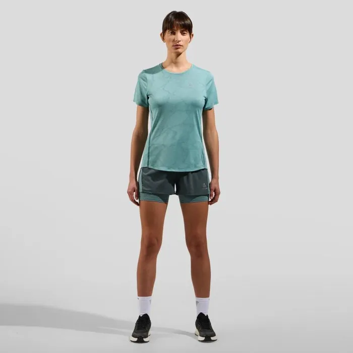 Odlo Shorts The Essentials 3 Inch 2In1 Running Shorts Dark Slate 8211 Aqua Haze 8211 Women